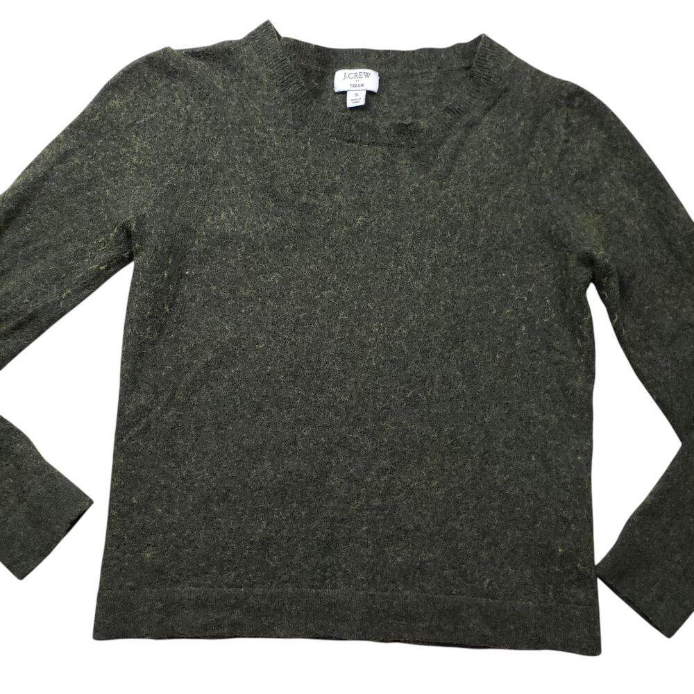 J Crew Teddie Sweater Womens Small Green Wool Blend Pullover - Picture 8 of 9